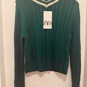 Zara Teal Cable Knit Sweater